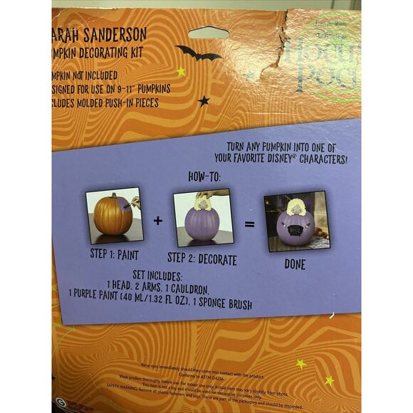Disney Hocus Pocus Sarah Sanderson Pumpkin Decorating Kit Halloween Fall NIB - Picture 4 of 4
